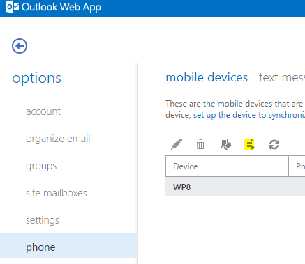 Mobile devices slab in Exchange 2013