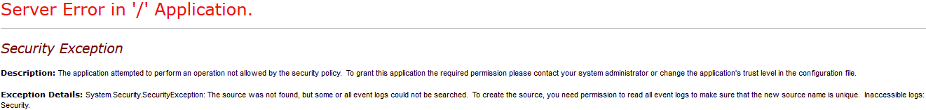 Security Exception