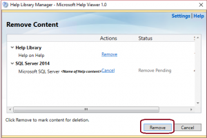 HelpLibraryManager_Remove Content dialog
