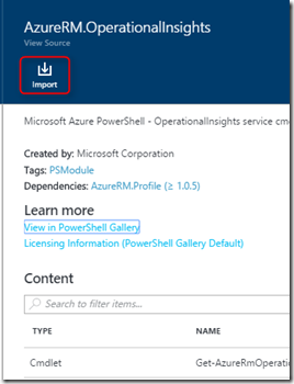 Import module button