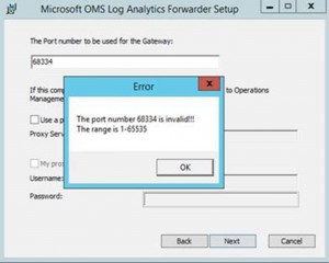 Dialog box that indicates a port number is out of range