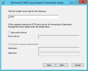 Dialog box that shows where you add the port number for the gateway