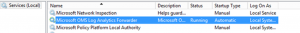 Services snap-in which shows status of the OMS Log Analytics Forwarder