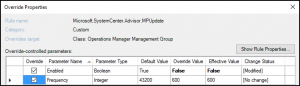 Screenshot of the Override Properties and the frequency parameter.