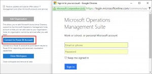 Image of Connect to Power BI Account sign-in page.