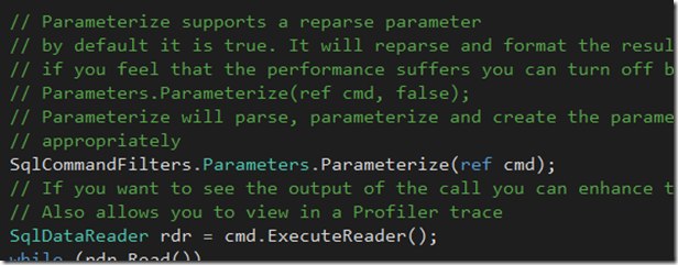 SqlCommandFilter usage