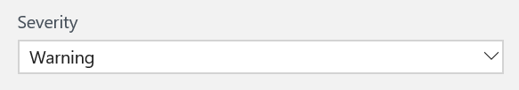 Screenshot of user interface where you select a severity for an alert.