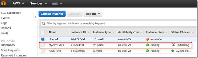 AWS console deployed VM