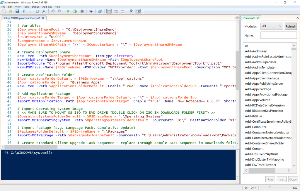 MDT PowerShell ISE