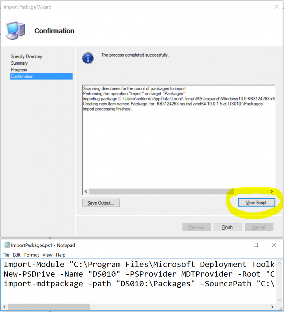 MDT Export PowerShell Snippet