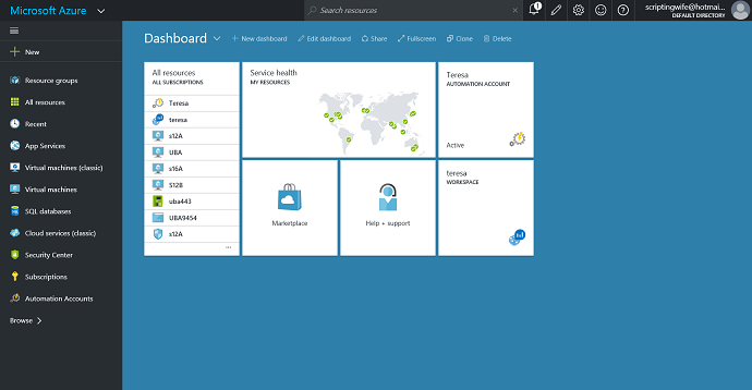 Screenshot of the Microsoft Azure console.