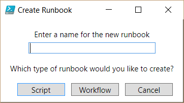 Screenshot of the Create Runbook dialog box.