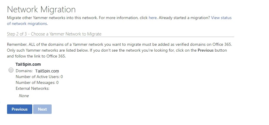 Network Migration Step 2 of 3