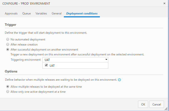 trigger config for prod