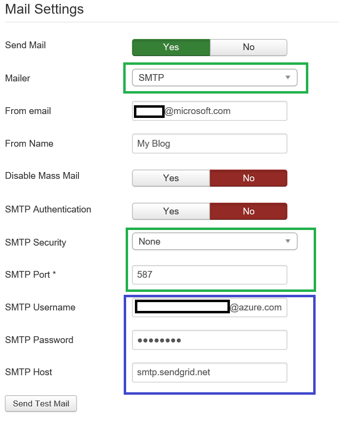 Joomla Mail Settings