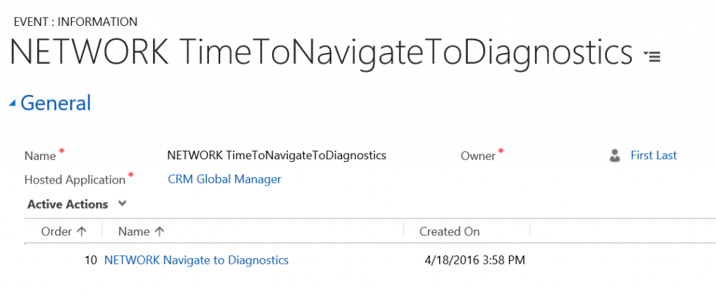 NETWORK TimeToNavigateToDiagnostics Event