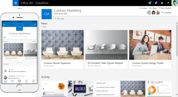 SharePoint-team-site-and-mobile-app