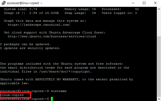 linux copied vm hostname