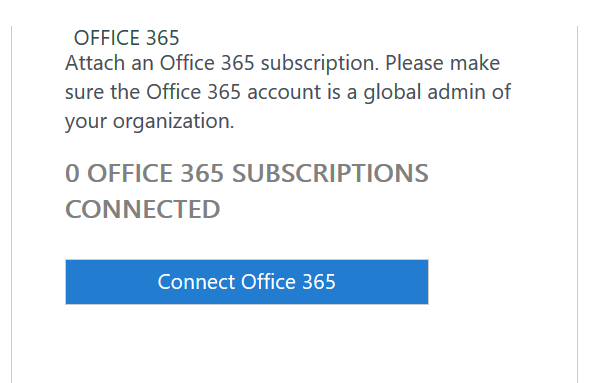 Screenshot of the Connect Office 365 button.