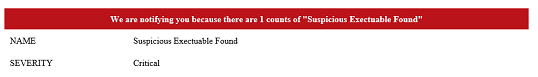 Screenshot that shows the banner in an email message that shows severity.