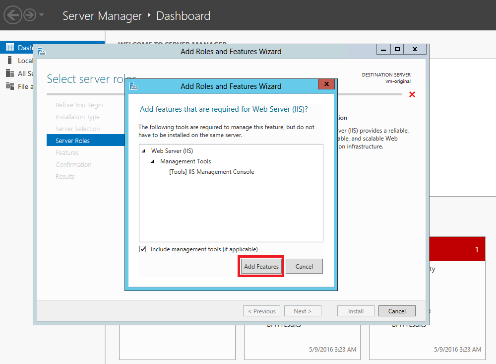 vm check IIS add features