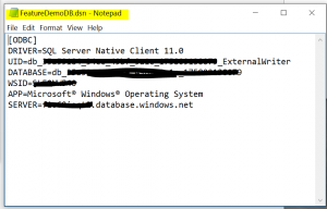 Create DSN with connection properties