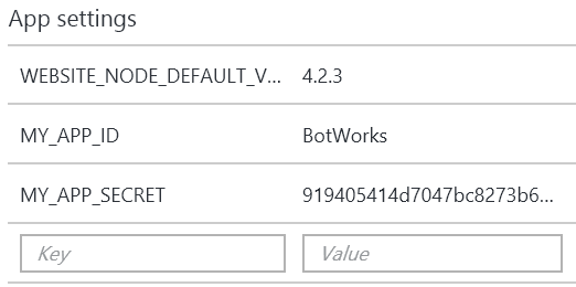 Azure portal environment variables