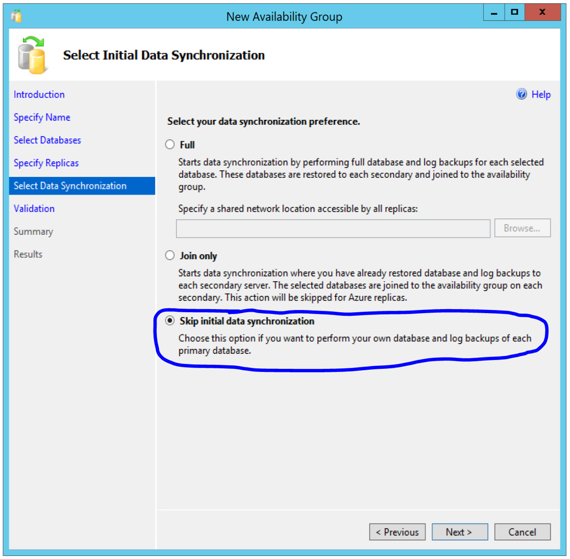 Figure 1: AG wizard selection to generate script for automatic seeding