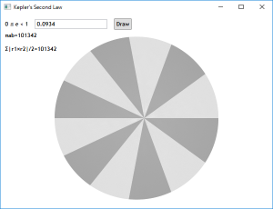 Screen shot of a program Kepler's Second Law