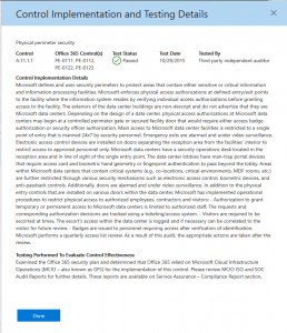 Example control from the Audited Controls area of Service Assurance