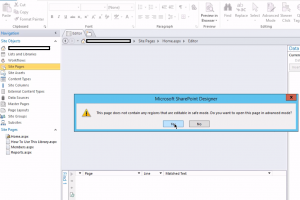 SharePoint Designer - Advanced Mode is enabled