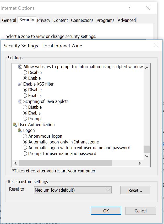 Automatic logion intranet