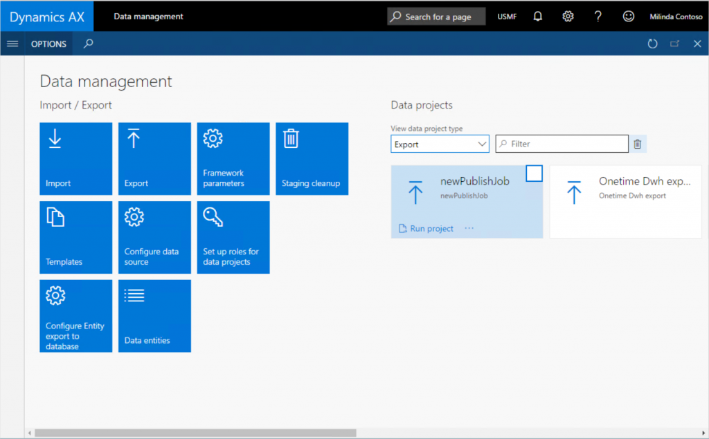 Data Management workspace