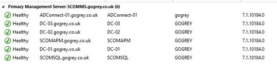 Screenshot of the version of the Monitoring Agent for SCOM 2012 R2 in the SCOM console.