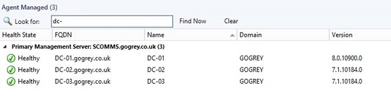 Screenshot of the updated version of the Monitoring Agent in the SCOM console.