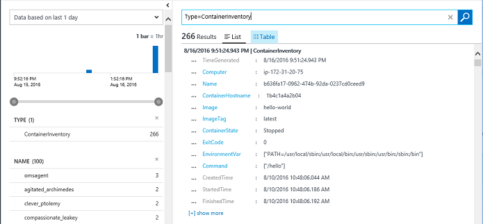 Log Analytics where you can filter data.