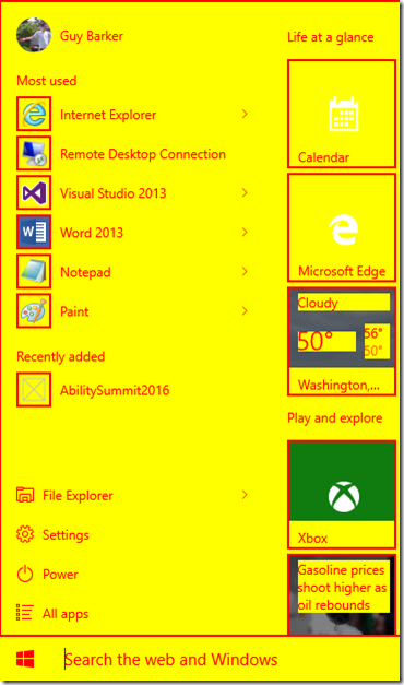 Start Menu respecting custom theme colors.