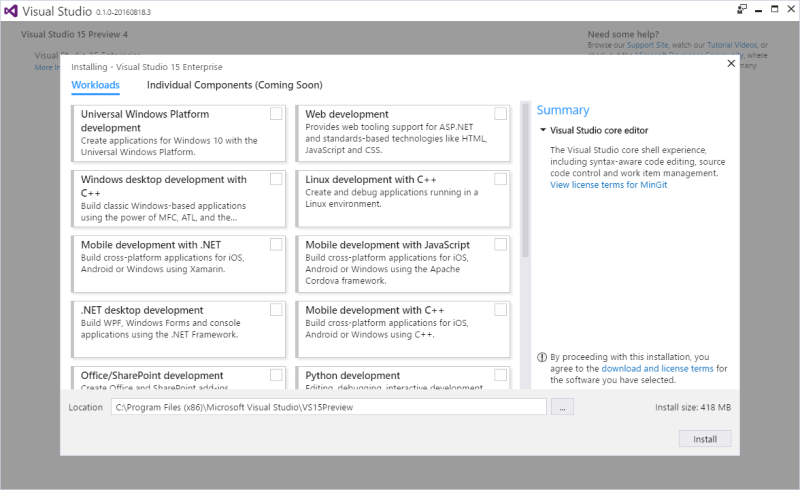 New-Visual-Studio-Installer