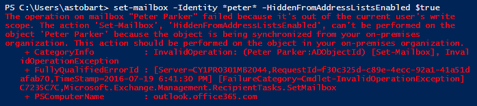 Office 365 powershell fail