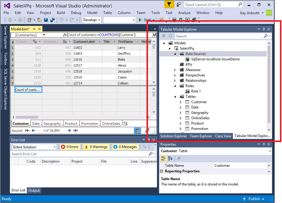 Tabular Model Explorer