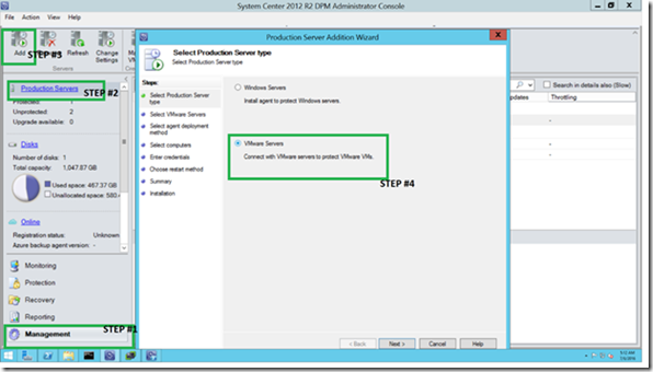 Figure 6-5 Adding a VMware server to DPM server