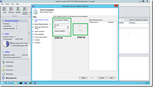 Figure 6-6 Specify VMware server configuration