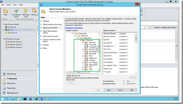 Figure 6-8 Folder level protection for VMware VMs