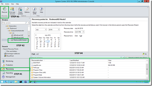 Figure 6-10 Item Level Restore (ILR) for a Windows Virtual Machine