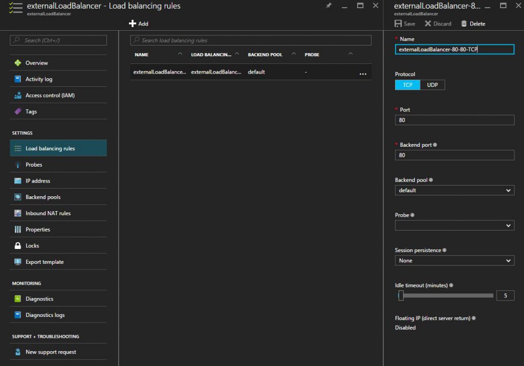 Azure Load Balancing Rules Docker Swarm