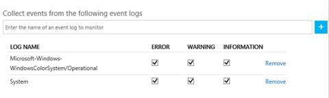 Windows Event Logs options