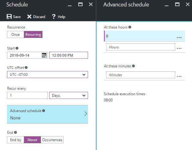 Scheduler Recurring Settings