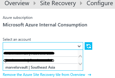 Selection of site recovery vault