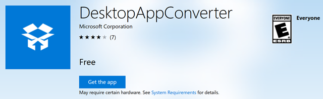 Screenshot of the Desktop App Converter in the Windows Store, 15 September 2016. Graphic: Microsoft