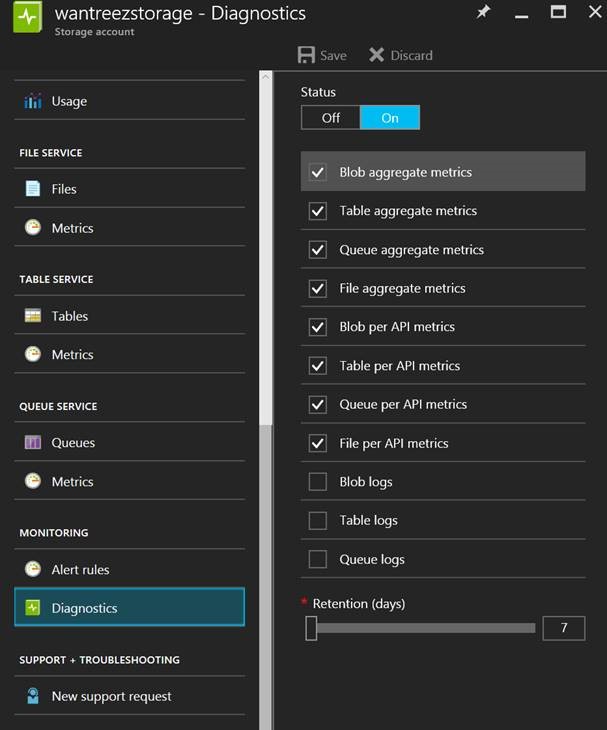 storage diagnostics config